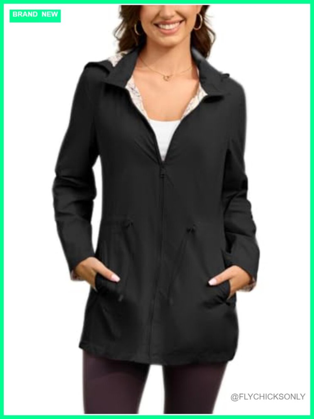 Lightweight Waterproof Hooded Rain Jacket Trench Windbreaker